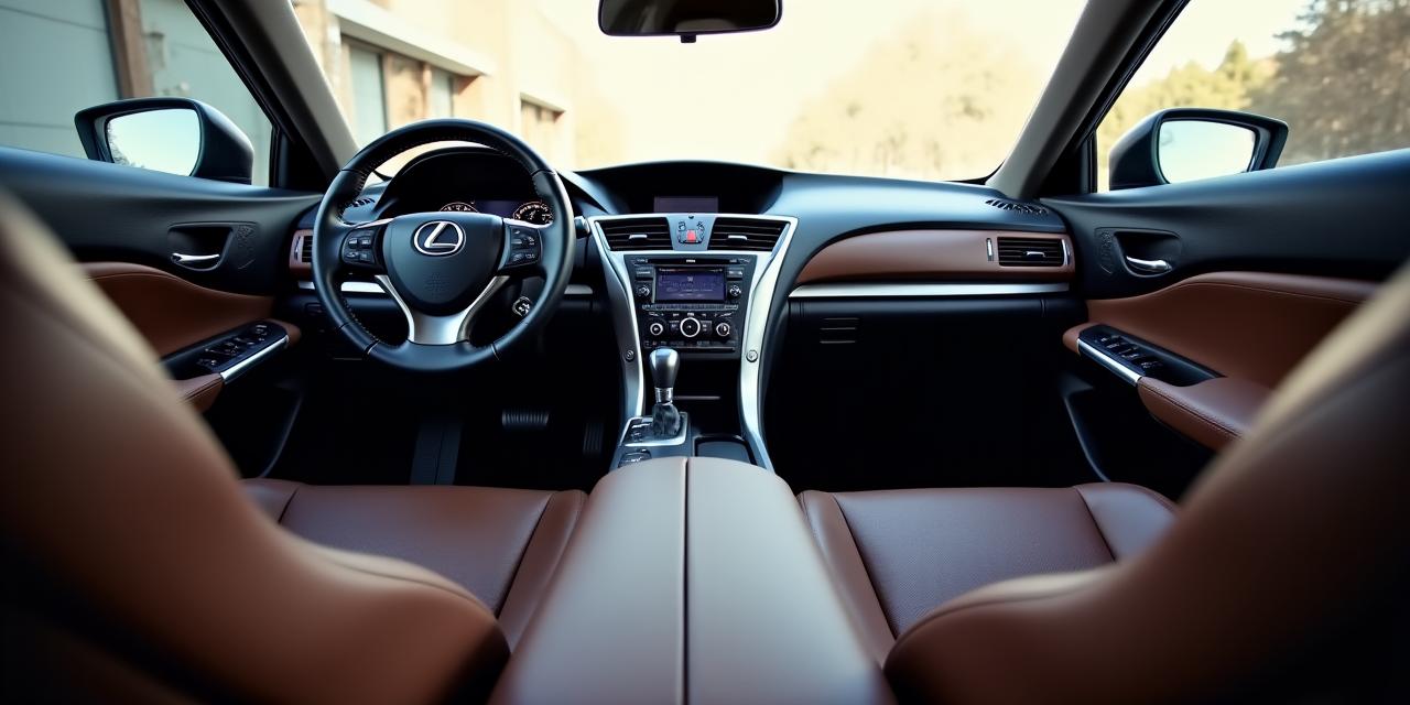 隅々まで清掃され、レザーが美しく整頓された高級車の内装